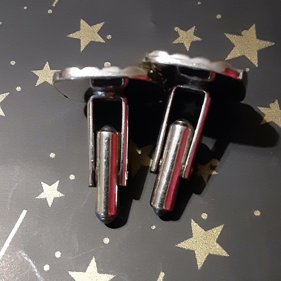 Cuff Links with Faux Diamond - Picture 2 of 4